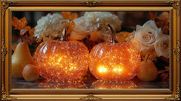 Golden Sparkling Pumpkins | 4K Frame TV Art | Glowing Fall Screensaver | Elegant Autumn Decor