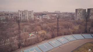 Dnipro stadium extrene rope walker