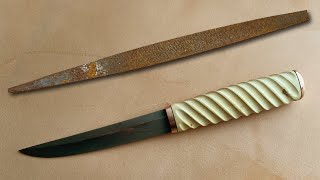 Fluted handle Knife - From old file