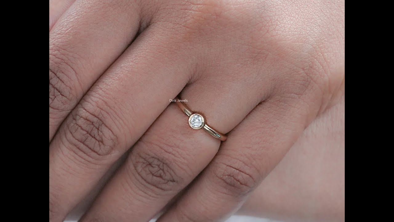 Bezel Set Round Diamond Solitaire Engagement Ring 