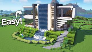 ⛏️ Minecraft :: How to build a Realistic Waterfall Modern House 🏠🌊 [마인크래프트 폭포 모던하우스 건축강좌]