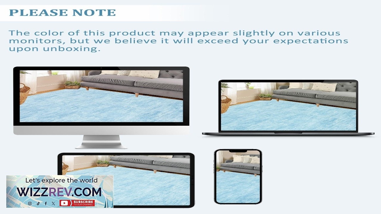 Garvee Solid Light Blue 2x3 Small Area Rug with Rubber Backing Stain