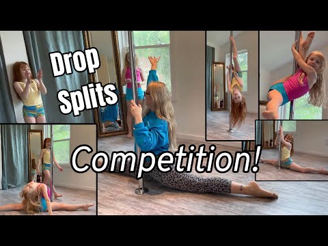 Drop Splits Pole Challenge! Who WINS?! Pole Dancing Mom & Kids