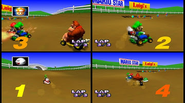 Mario Kart 64 N64 All Stages 150cc 4 player Netplay 60fps