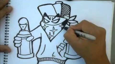 How to Draw a grafitti character holding spraycans-by Wizard