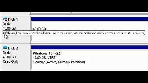 The disk is offline because it has a signature collision with another disk that is online