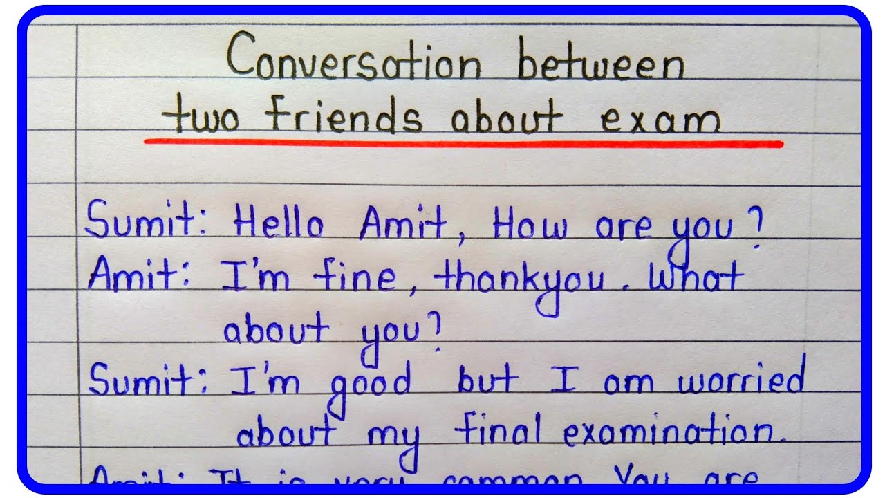 Conversation between two friends about exam in english - YouTube