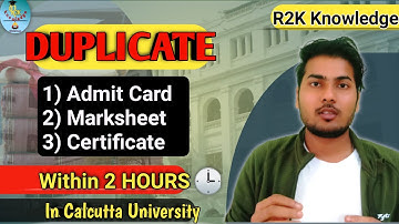 DUPLICATE ADMIT CARD FROM CU : How To Get Duplicate Certificate From Calcutta University ONLINE