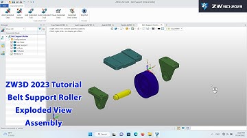 ZW3D 2023 Tutorial - Belt Support Roller Exploded View Assembly