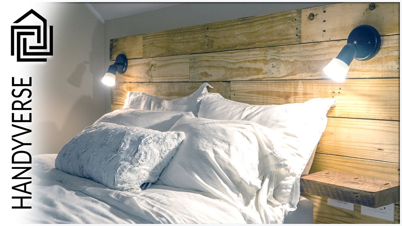 DIY Pallet Headboard with Dimmable Lighting and Floating ...