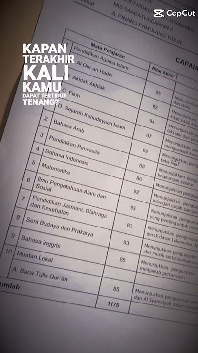 Alhamdullilah nilai raport bagus makasih ya pa udh membimbing aku sampai sekarang (pa Pian)