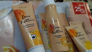 Oriflame love nature energising range cleanser, toner and face gel review and use