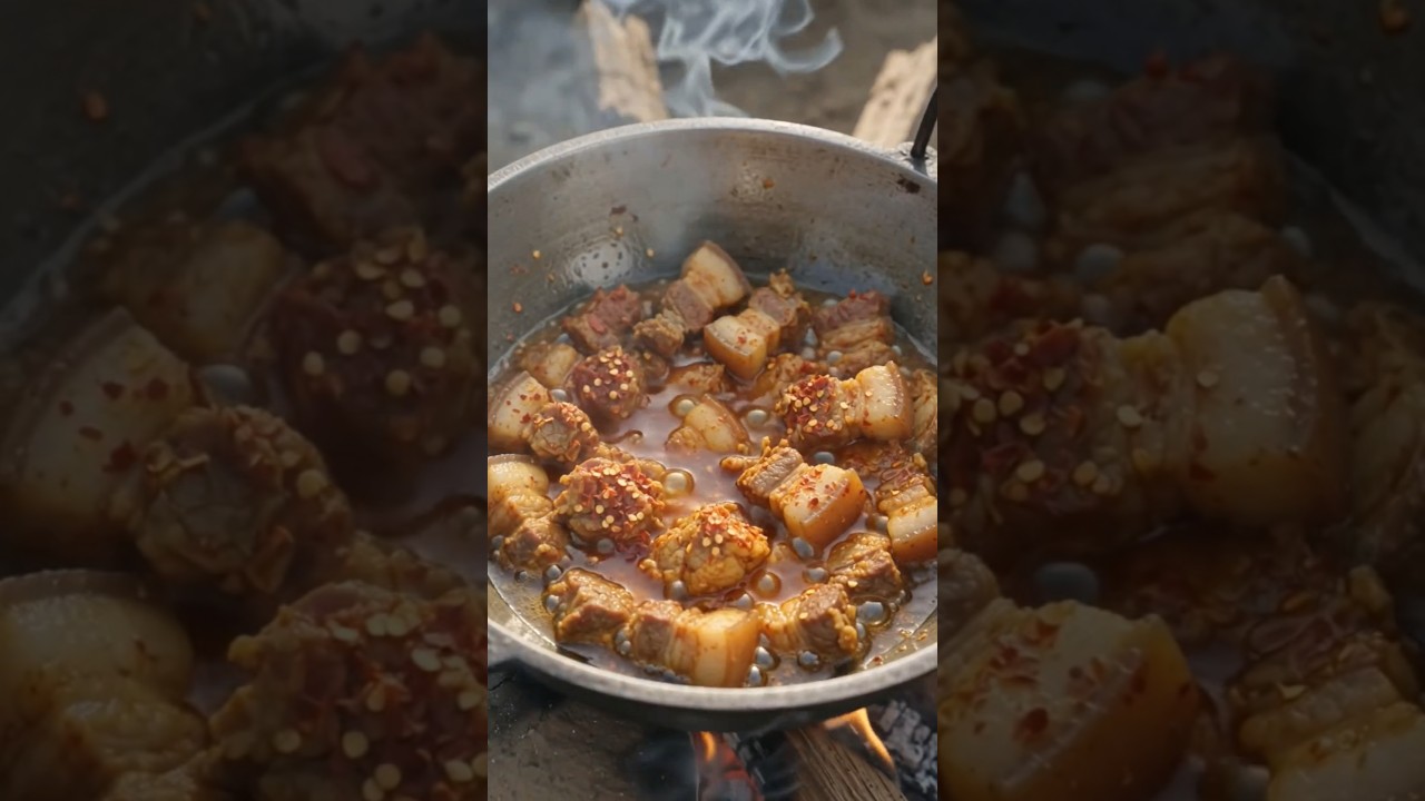कति मिठो 😱|| Cooking delicious & spicy pork 😋👍🏻#trendingshorts #foodie #cooking #ytshorts #pork