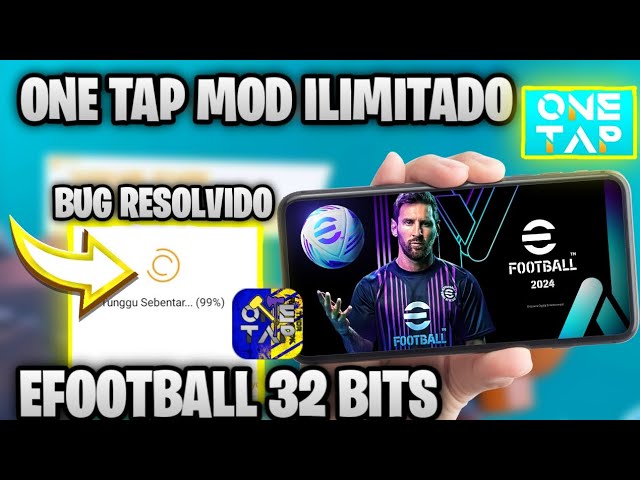 One Tap Mod Ilimitado Versão 3.3.0 eFootball 2024 Mobile Celular