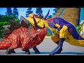 Spider-Man Stegoceratops VS Wolverine T-REX! Superhero Dino Brawl in JWE 💥