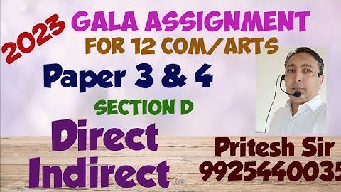 Std 12 Gala Assignment English Paper Solution/Direct Indirect/Std 12 Com and Arts/ Paper 3&4
