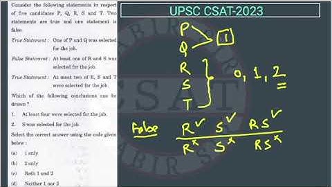 2023 CSAT True Statement: One of P and Q was selected for the job False : At least one of R and S