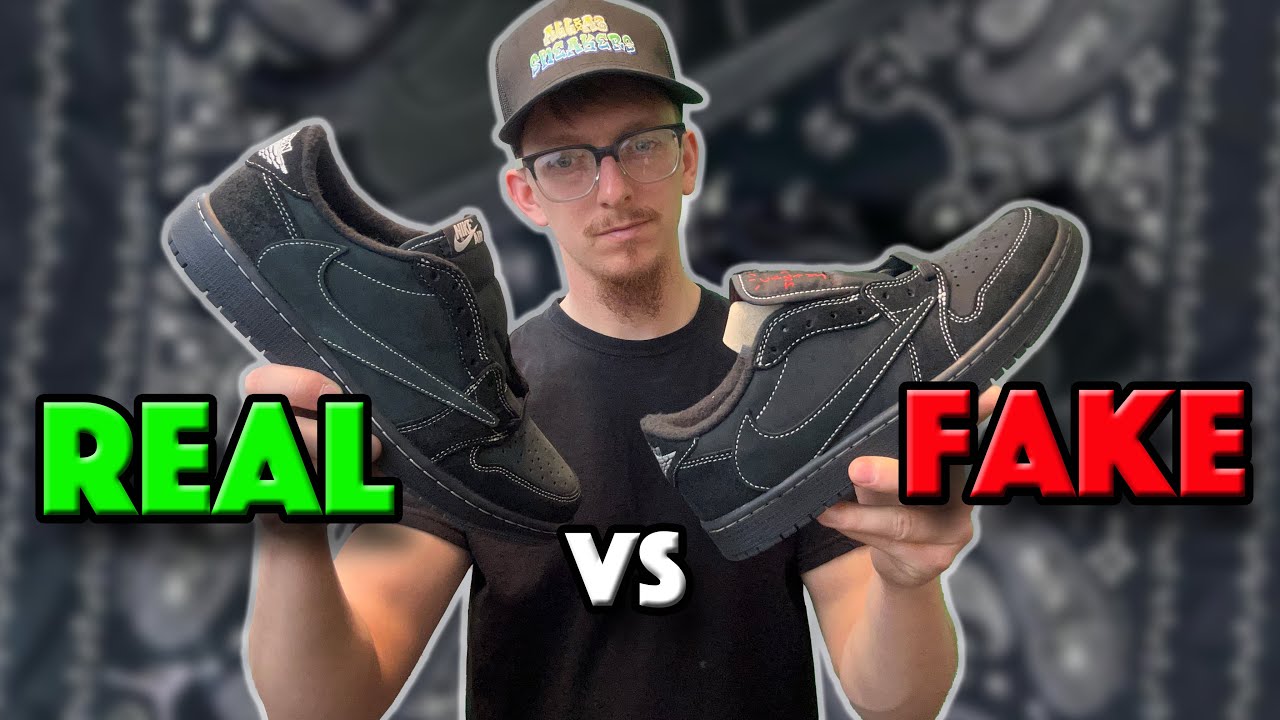 REAL vs FAKE Travis Scott Jordan 1 Low Black Phantom | How to Legit Check  Shoes