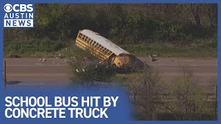 Parents search for children after concrete truck hits preschool bus