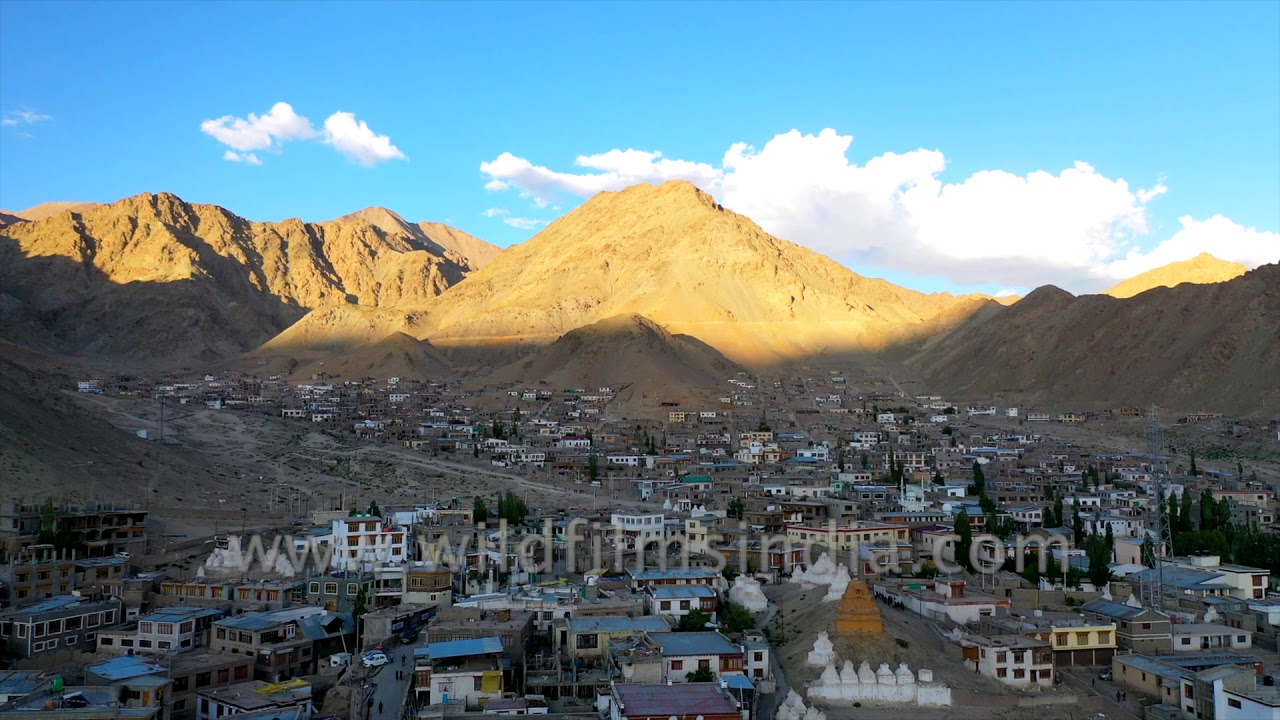 The phantasmagoric aerial view of town of Leh in Ladakh | Jammu and Kashmir