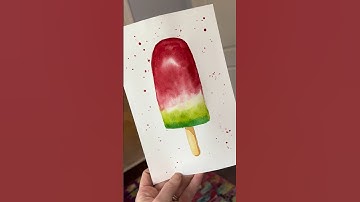 How to paint a watermelon popsicle in watercolor! #watercolor #learnwatercolor #watercolortutorial