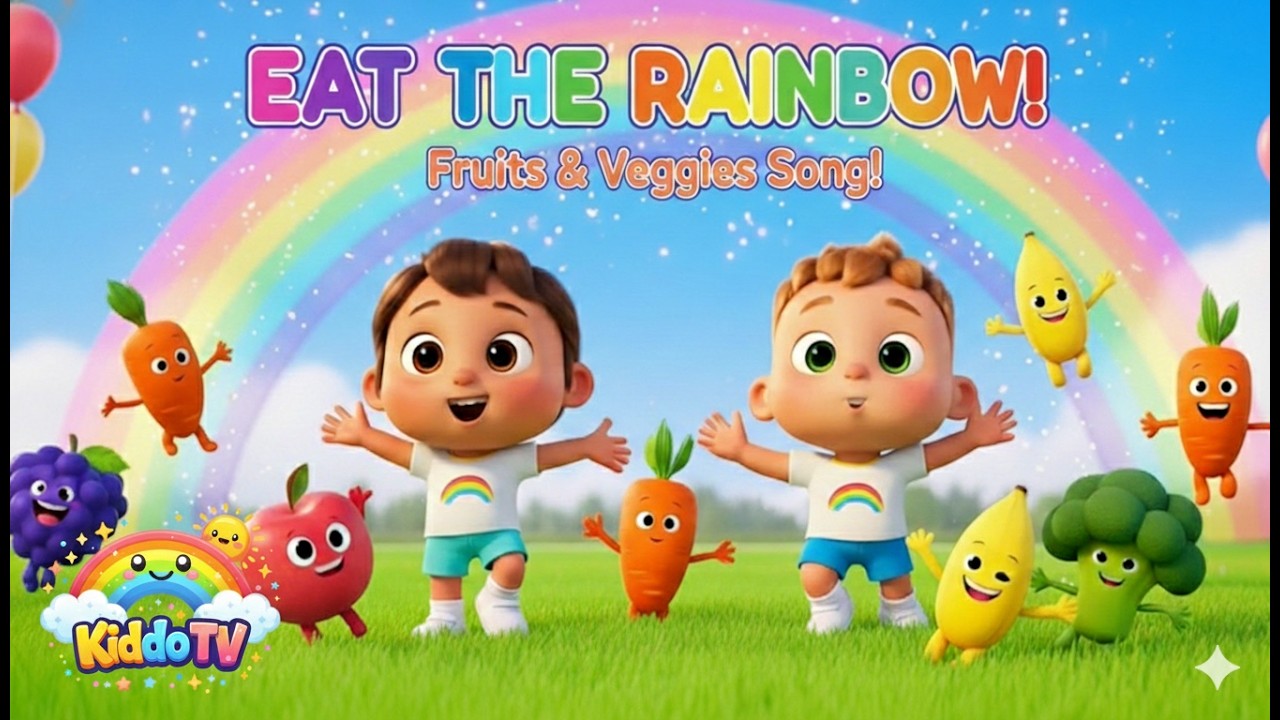 Eat the Rainbow Song 🌈 Healthy Food Dance for Kids |  Fruits & Veggies Learning Song for Toddlers