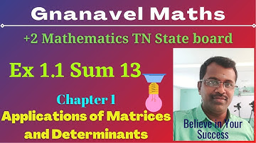 Ex 1.1 Sum 13/Class 12 Mathematics/TN Stateboard/Chapter 1/Applications of Matrices and Determinants