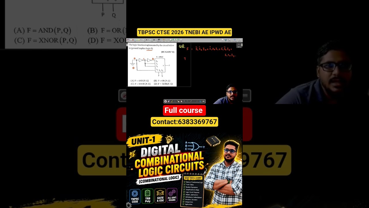 TNPSC CTSE 2026 - Digital combinational # 3#Shorts # gate #tnpscctse #tnpscae#tnebae