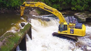 Extremely Dangerous Beaver Dam Removal With Excavator And Dredging Process!