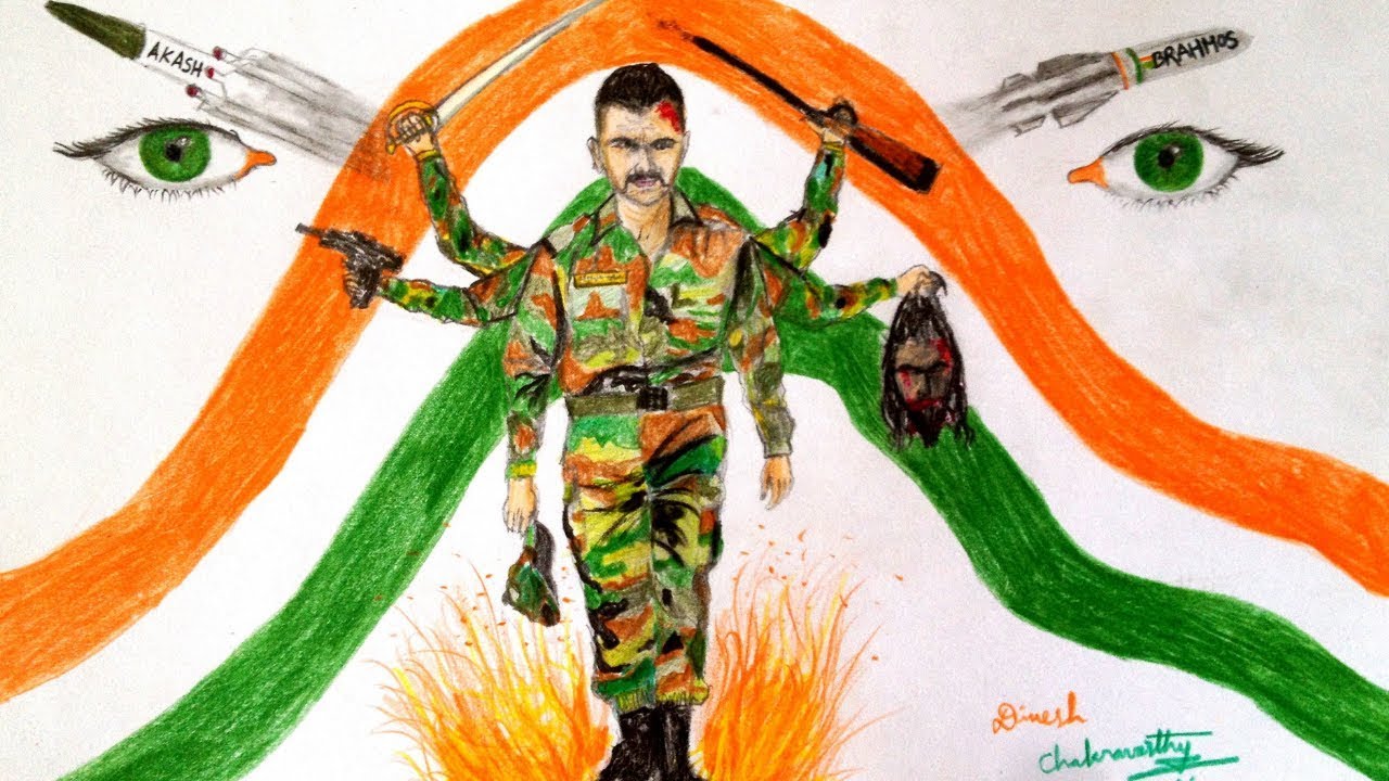 Jai Jawan Drawing Pulwama Attack Indian Army Dinesh Chakravarthy