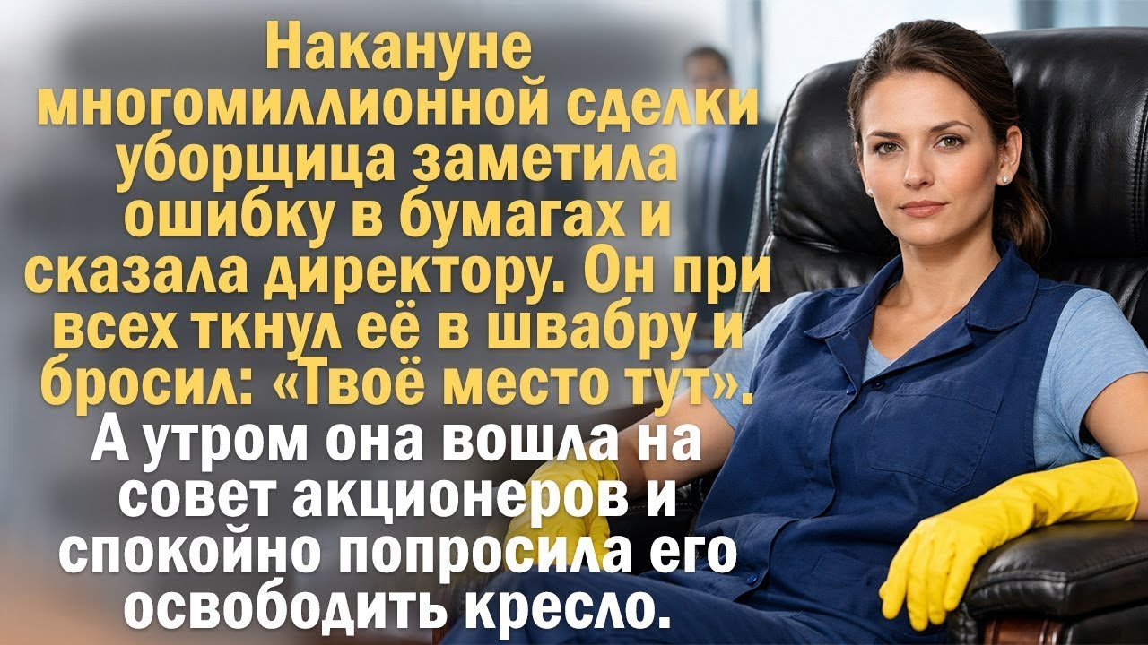 Накануне многомиллионной сделки уборщица заметила ошибку в бумагах и сказала директору. Он при всех