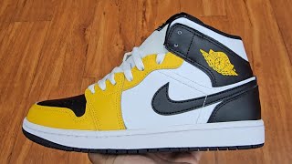 Nike Air Jordan 1 Retro Mid Yellow Ochre 4K POV / Don Alpha Cleat SKU: DQ8426-701