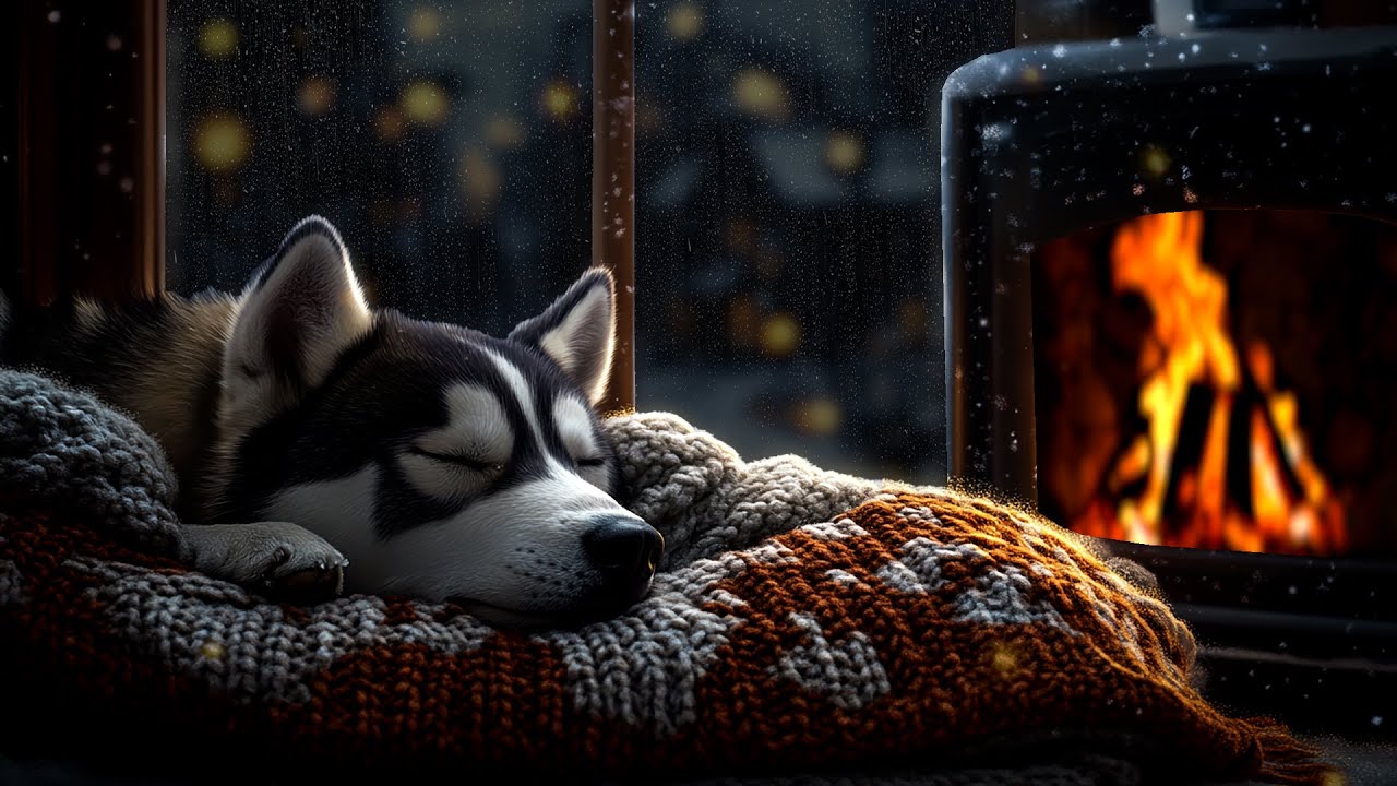 3 Hours of Gentle Piano Music, Rain, and a Dog by the Fireplace | Perfect for Quiet Moments