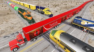 Long Giant Truck Accidents on Rail and Train is Coming #75 | BeamNG Drive screenshot 3