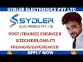 Trainee engineer vacancies in sydler electronics ltd  diplomabtechiti  latest engineering jobs