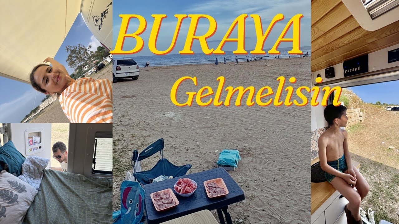 ⁣MERSİN’DE SAKİN ÜCRETSİZ KARAVAN KAMP ALANI! Karavan hayalin varsa bu videoyu izle 🚐 Gün batarken🌅
