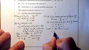Higher Hwk PaperF Q5 Recurrence Relations Problem Solving and Limits