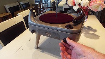 V-M record changer playing an iPod through iPod adapter