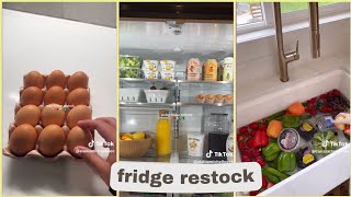 fridge organization pt 01 | cleaning, refilling and restocking | tiktok compilation✨