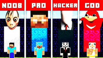 Minecraft Battle: SCARY PORTAL CHALLENGE - NOOB vs PRO vs HACKER vs GOD in Minecraft Animation