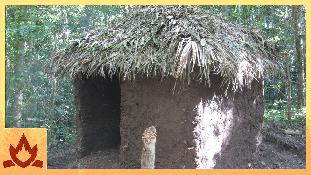 Primitive Technology: Palm Thatched Mud Hut