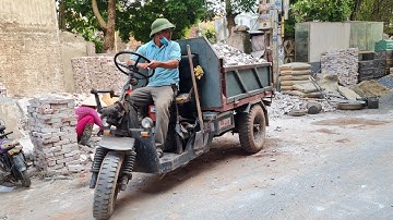 Amazing, 3 wheeler diy truck carrying sand |  Công nông chế chở gạch ngõ hẹp ,Máy xúc cẩu