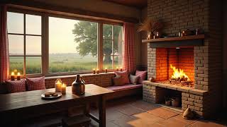 Farmhouse Morning Ambience 🌧️ Smooth Jazz & Fireplace for Study and Relaxation — 1 Hour