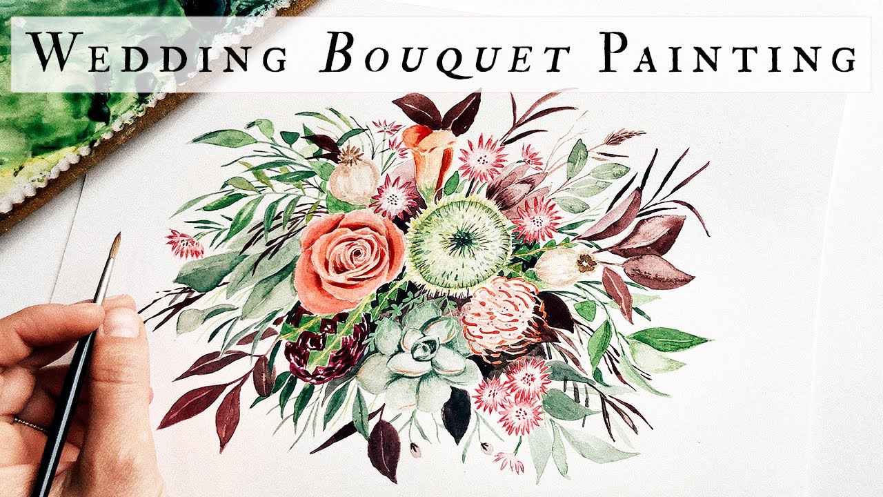 Wedding Bouquet Painting Process: How I Paint Floral Arrangement Commissions (Real Time Painting!)