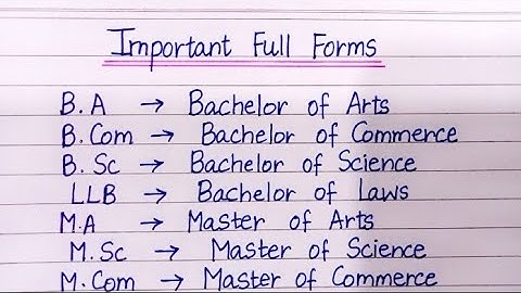Full Form Of BA, B.Com, B.Tech, B.com, Bsc ,M.com ,MA , M.Sc ,M.Tech ,LLB | #shorts #important