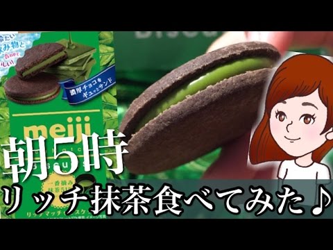 Biscuits【ASMR・音フェチ・咀嚼音・BGMなし】朝５時に明治リッチ抹茶ビスケットを食べる Eating Sound 【スイーツちゃんねる☆あんみつのおやつお菓子スイーツデザート】