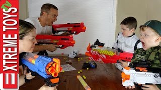 Parents Vs  Kids Nerf War! Ethan and Cole make the Sneak Attack Squad with Nerf Rivals!