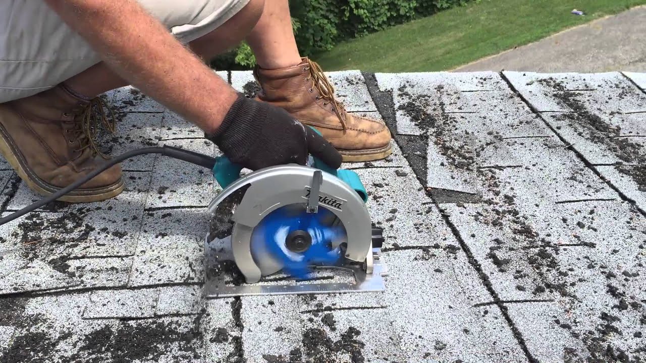Cut two layers of shingles and nails with a circular saw and BigBlue  Demolition Blade - YouTube