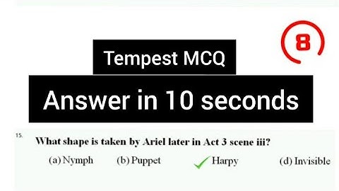 The Tempest MCQ  | Semester 1 |  Answer in 10 seconds | ISC | Class 11th & 12th