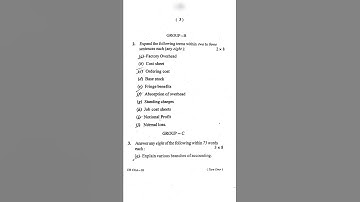 B.com(2sem) Cost accounting semester exam paper (2022year)